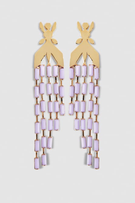 Brass pendant earrings with fringes, Purple, Patrizia Pepe