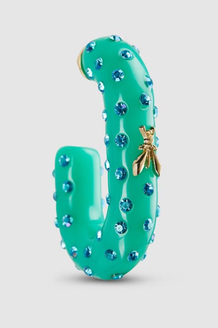 Rhinestone hoop earrings, Green, Patrizia Pepe