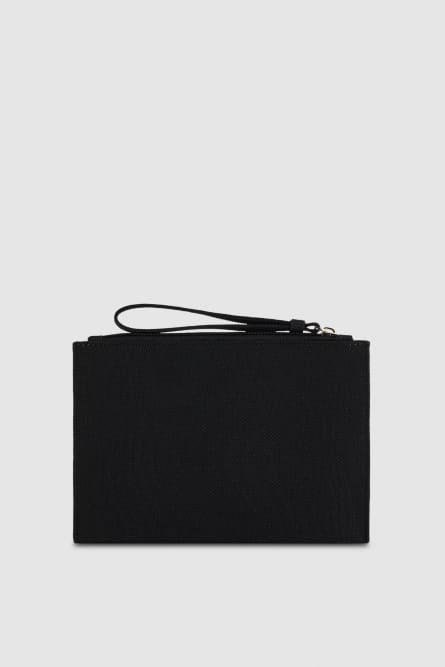Small fabric clutch bag with zipper, Black, Patrizia Pepe