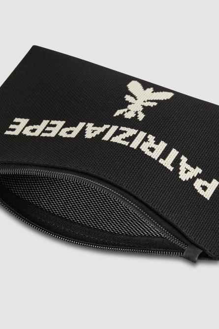 Small fabric clutch bag with zipper, Black, Patrizia Pepe