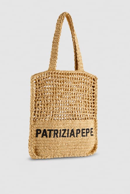 Sac shopping vertical tressé, Beige, Patrizia Pepe