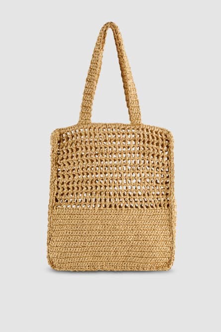 Sac shopping vertical tressé, Beige, Patrizia Pepe