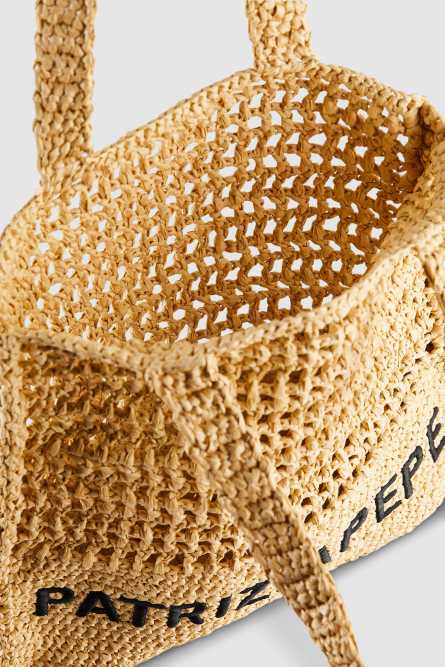 Sac shopping vertical tressé, Beige, Patrizia Pepe
