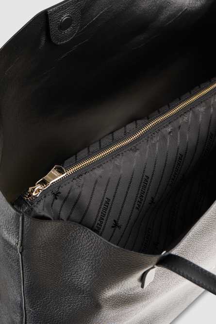 Bolso shopper de piel martillada, Negro