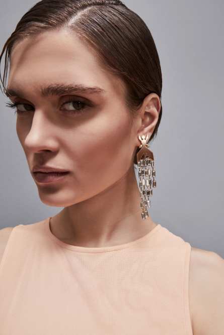 Pendant earrings in brass and glass, Gold, Patrizia Pepe