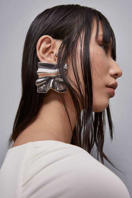 Zama and brass earrings, Silver, Patrizia Pepe