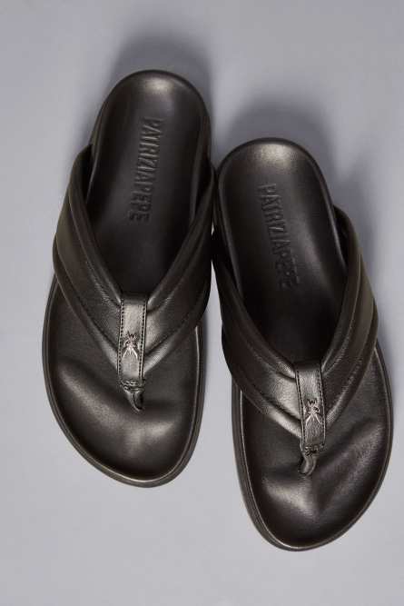 Nappa leather slippers, Black, Patrizia Pepe