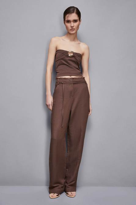 Essential regular fit viscose pants, Brown, Patrizia Pepe