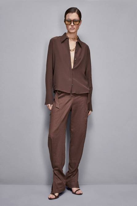 Linen cargo pants, Brown, Patrizia Pepe