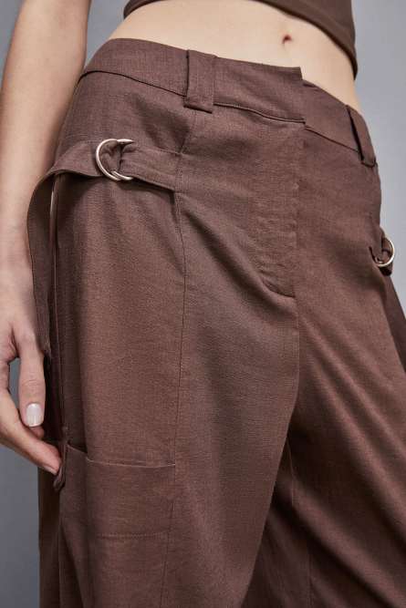 Linen cargo pants, Brown, Patrizia Pepe