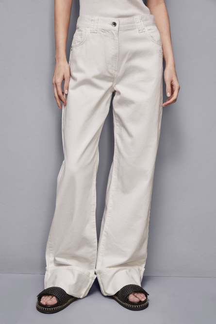Low waisted denim pants with turn up, White, Patrizia Pepe