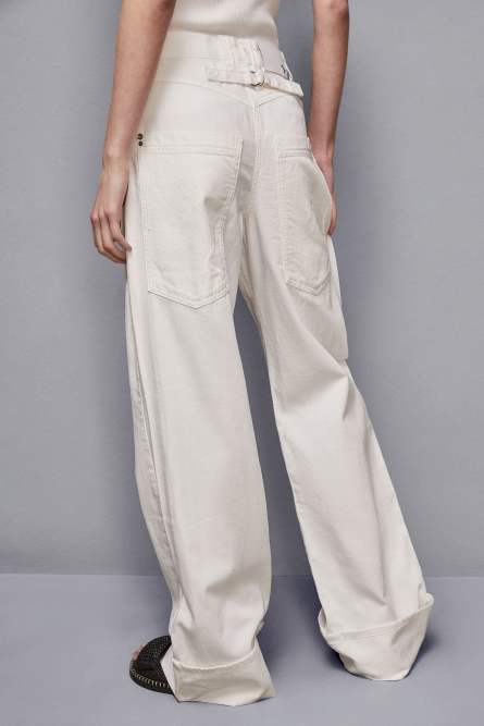 Low waisted denim pants with turn up, White, Patrizia Pepe