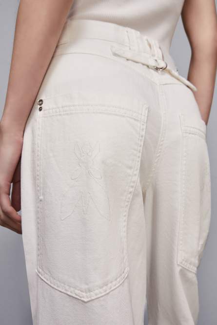 Low waisted denim pants with turn up, White, Patrizia Pepe