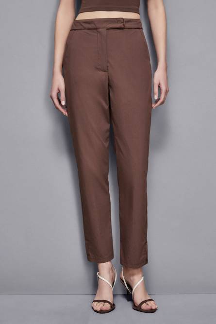 Cotton blend cigarette pants, Brown, Patrizia Pepe