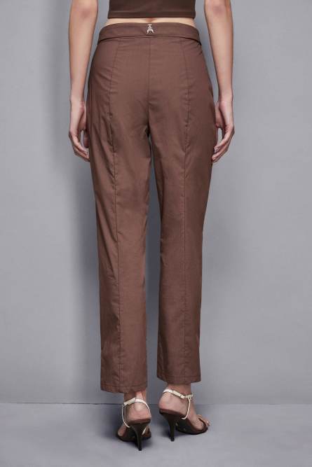 Cotton blend cigarette pants, Brown, Patrizia Pepe