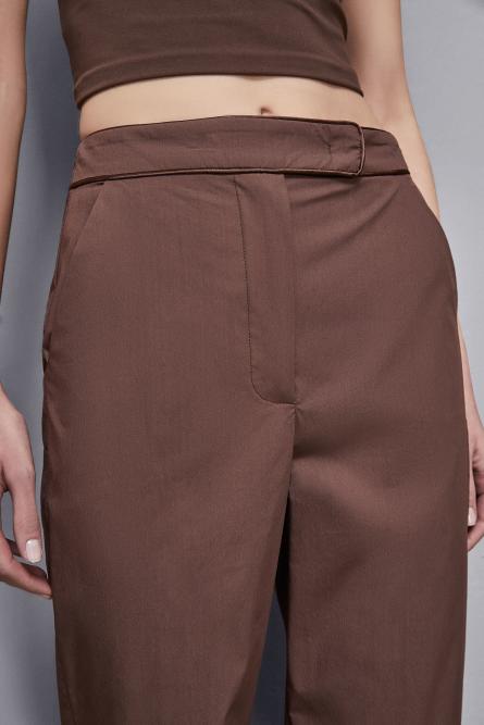 Cotton blend cigarette pants, Brown, Patrizia Pepe
