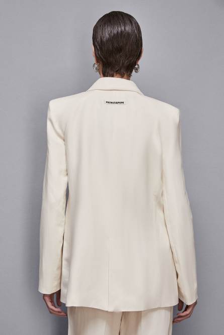 Regular fit viscose and linen jacket, Beige, Patrizia Pepe