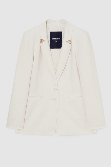 Regular fit viscose and linen jacket, Beige, Patrizia Pepe