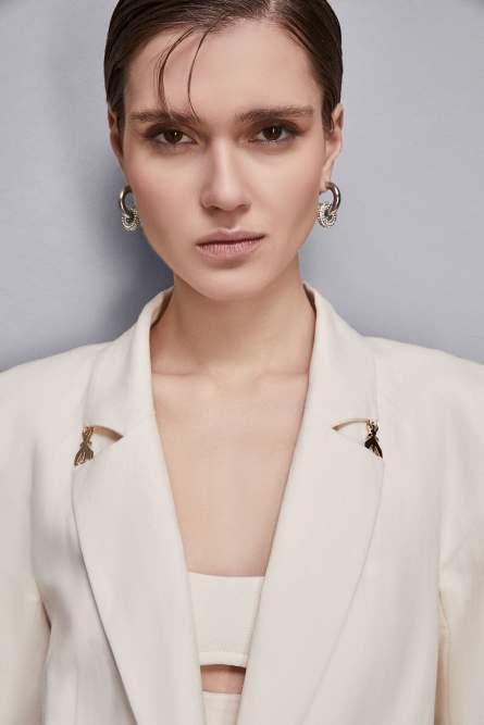Regular fit viscose and linen jacket, Beige, Patrizia Pepe