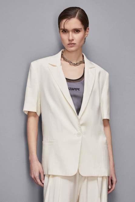 Fluid jacket with short sleeves, White, Patrizia Pepe