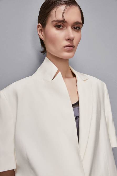 Fluid jacket with short sleeves, White, Patrizia Pepe