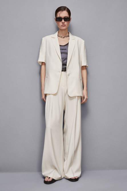 Fluid jacket with short sleeves, White, Patrizia Pepe