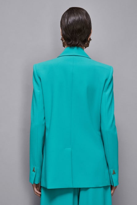 Regular fit double-breasted crepe jacket, Green, Patrizia Pepe