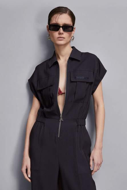 Fluid casual jumpsuit, Blue, Patrizia Pepe