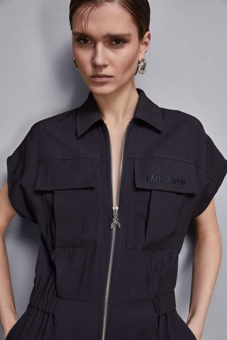 Fluid casual jumpsuit, Blue, Patrizia Pepe
