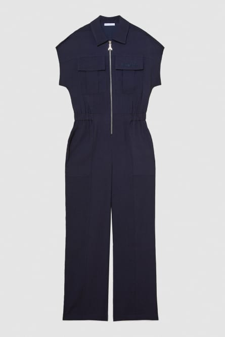 Fluid casual jumpsuit, Blue, Patrizia Pepe