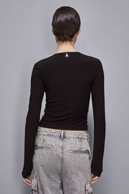 Cardigan effect sweater, Black, Patrizia Pepe