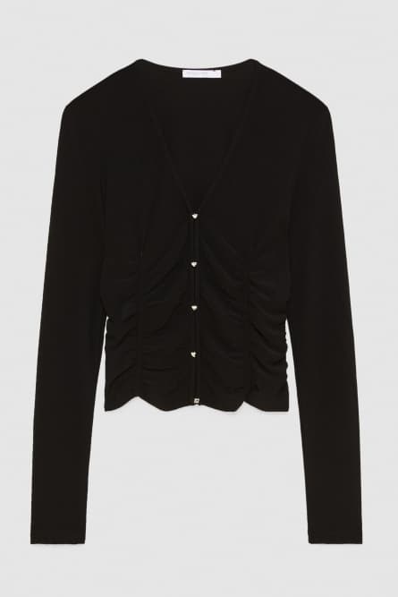 Cardigan effect sweater, Black, Patrizia Pepe