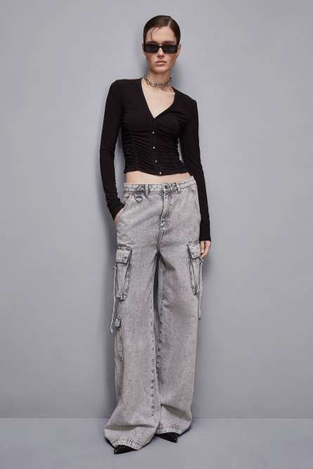 Cardigan effect sweater, Black, Patrizia Pepe