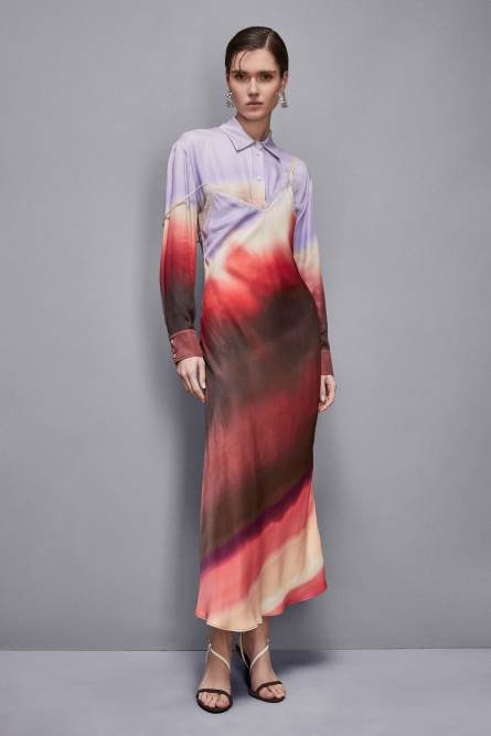 Midi dress with gradient print, Multicolor, Patrizia Pepe