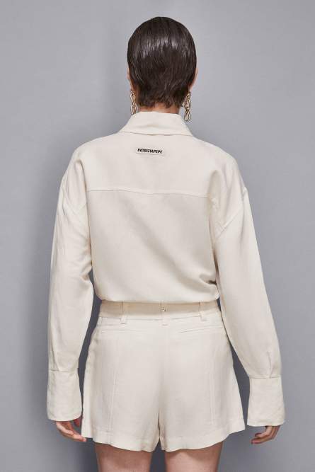 Essential viscose and linen shirt, Beige, Patrizia Pepe