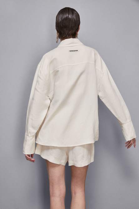 Essential viscose and linen shirt, Beige, Patrizia Pepe