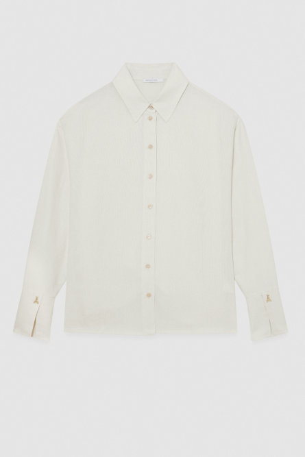 Essential viscose and linen shirt, Beige, Patrizia Pepe