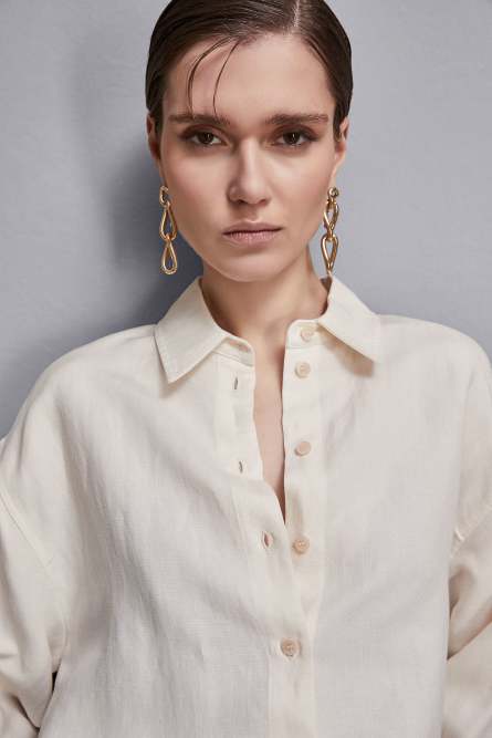 Essential viscose and linen shirt, Beige, Patrizia Pepe