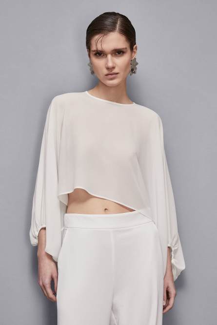 Essential georgette tunic, White, Patrizia Pepe