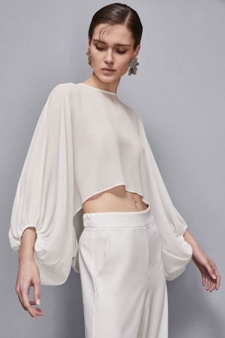 Essential georgette tunic, White, Patrizia Pepe