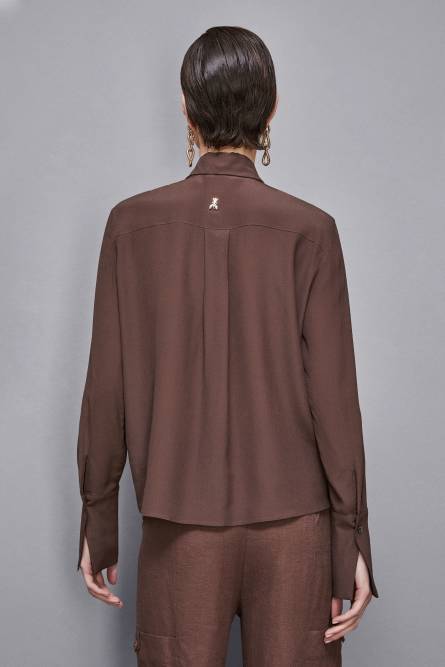 Silk blend shirt, Brown, Patrizia Pepe