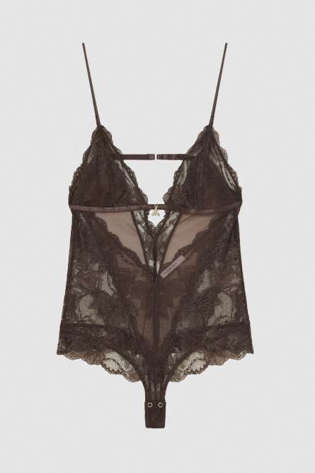 Body en dentelle, Marron, Patrizia Pepe