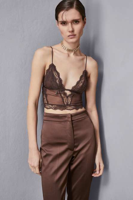 Brassière en dentelle, Marron, Patrizia Pepe