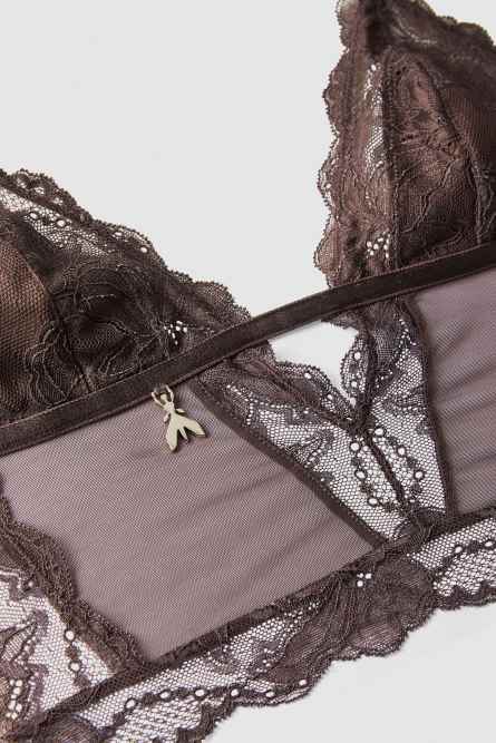 Brassière en dentelle, Marron, Patrizia Pepe