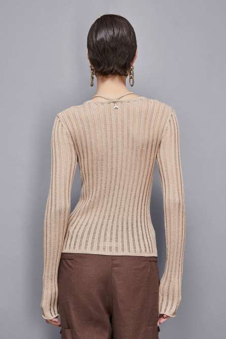 Slim fit knitted cardigan, Beige, Patrizia Pepe