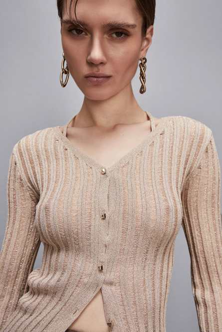 Slim fit knitted cardigan, Beige, Patrizia Pepe