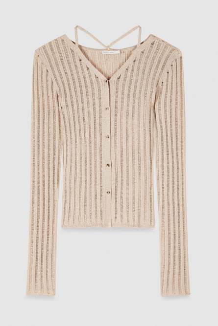 Slim fit knitted cardigan, Beige, Patrizia Pepe