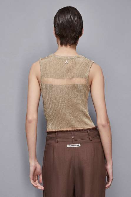 Round neck knitted top, Gold, Patrizia Pepe