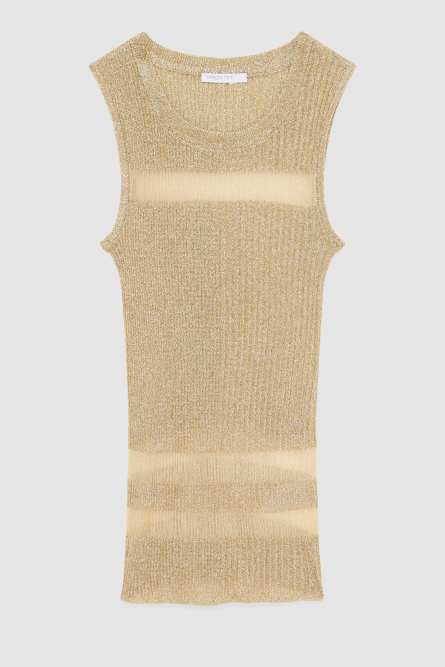 Round neck knitted top, Gold, Patrizia Pepe