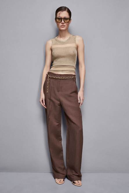 Round neck knitted top, Gold, Patrizia Pepe